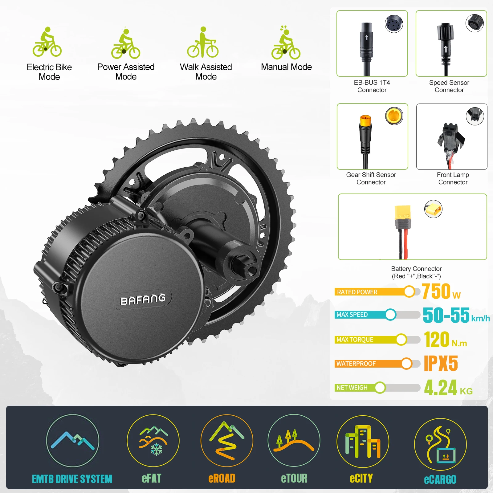 Bafang 750w 48v kit complet Mid Drive Motor 8fun BBS02 Bicycle Electric eBike Conversion Kit Powerful Central e-Bike Engine