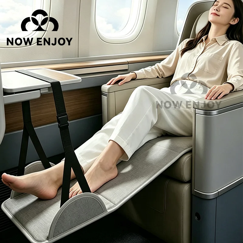 Airplane Foot Hammock Nylon Travel Foot Rest With Adjustable Strap Upgraded Comfortable Airplane Foot Sling for Travel Office