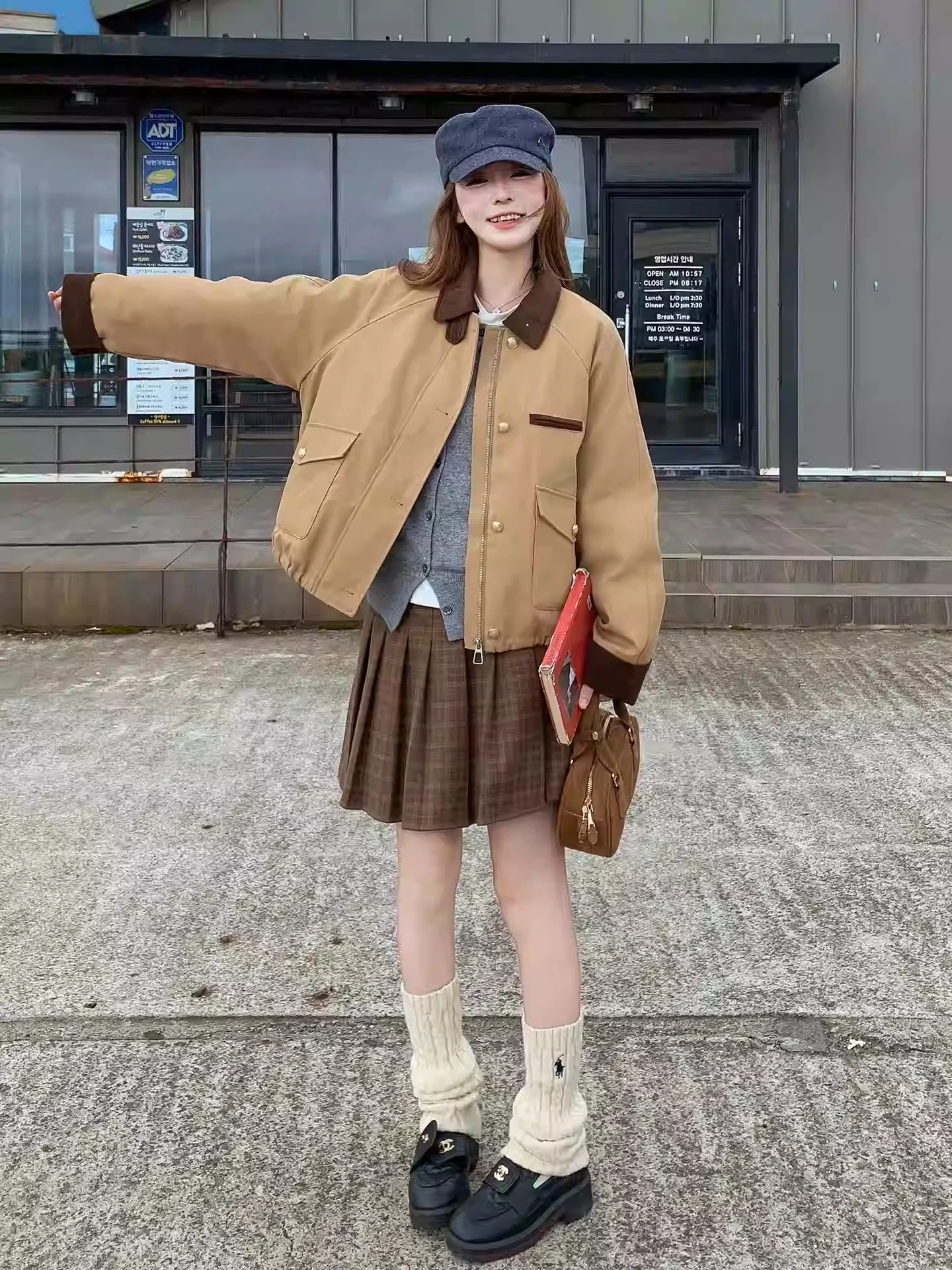 

Khaki ort Cotton Jaet Women's 2025 New Winter Thiened Baseball Sle Upper Body Warm Fluffy Inner ket Long Sve