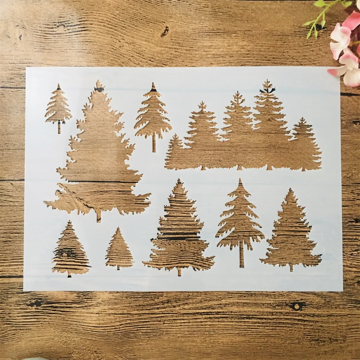 A4 29*21cm sosna leśna DIY nakładania warstw szablony malowanie ścian księga gości kolorowanie tłoczenie Album dekoracyjny szablon