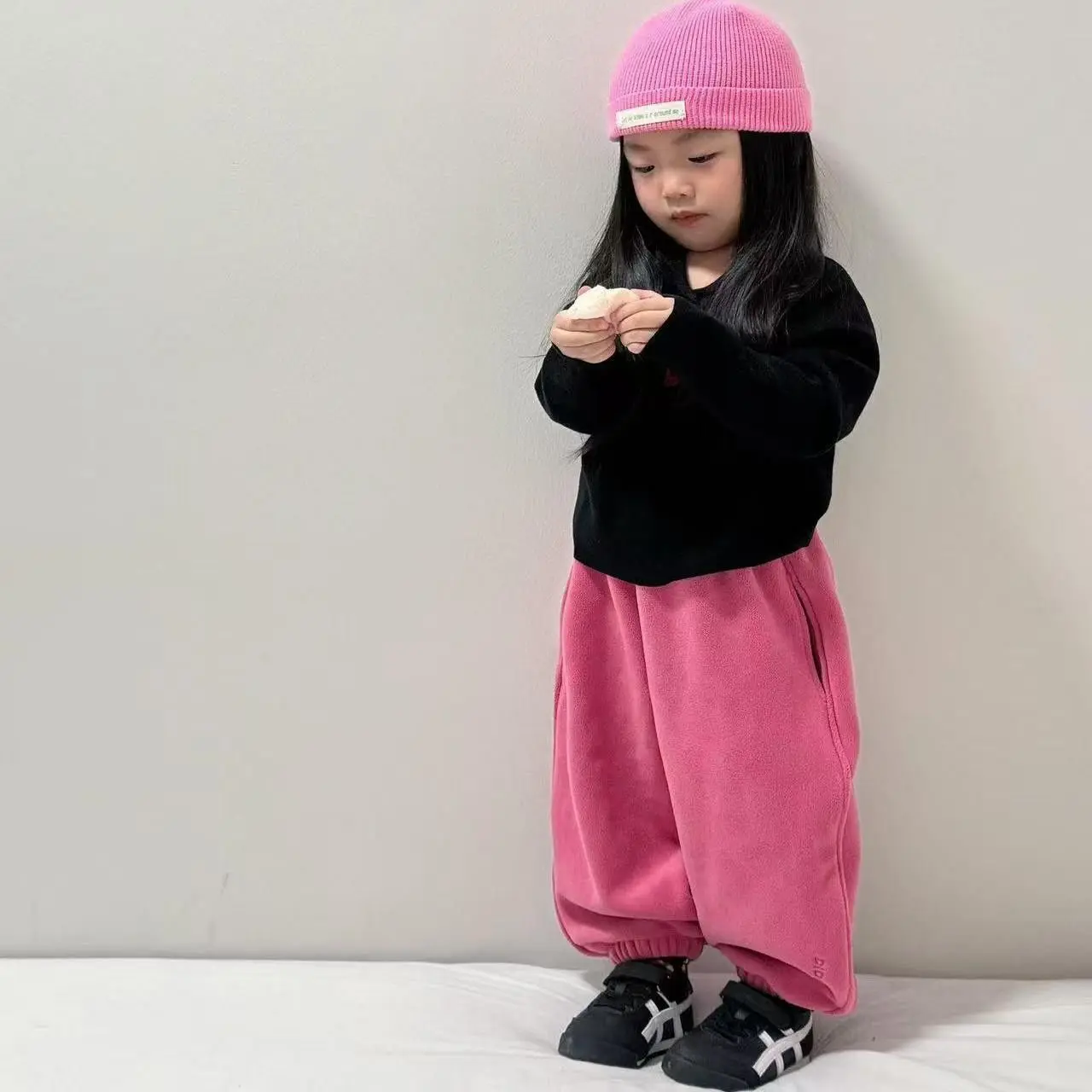 RAISE Winter Children Girls Trousers Plus Velvet Embroidery Kids Baby Girls Jogger Pants Loose Casual Fleece Toddler Girl Pants