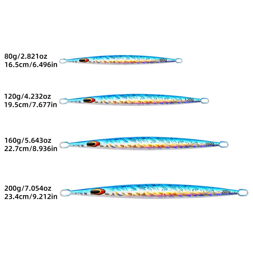 1pc Slow Fall Jigging Lure 200g Long Metal Fishing Jig Lure With Ass view 4