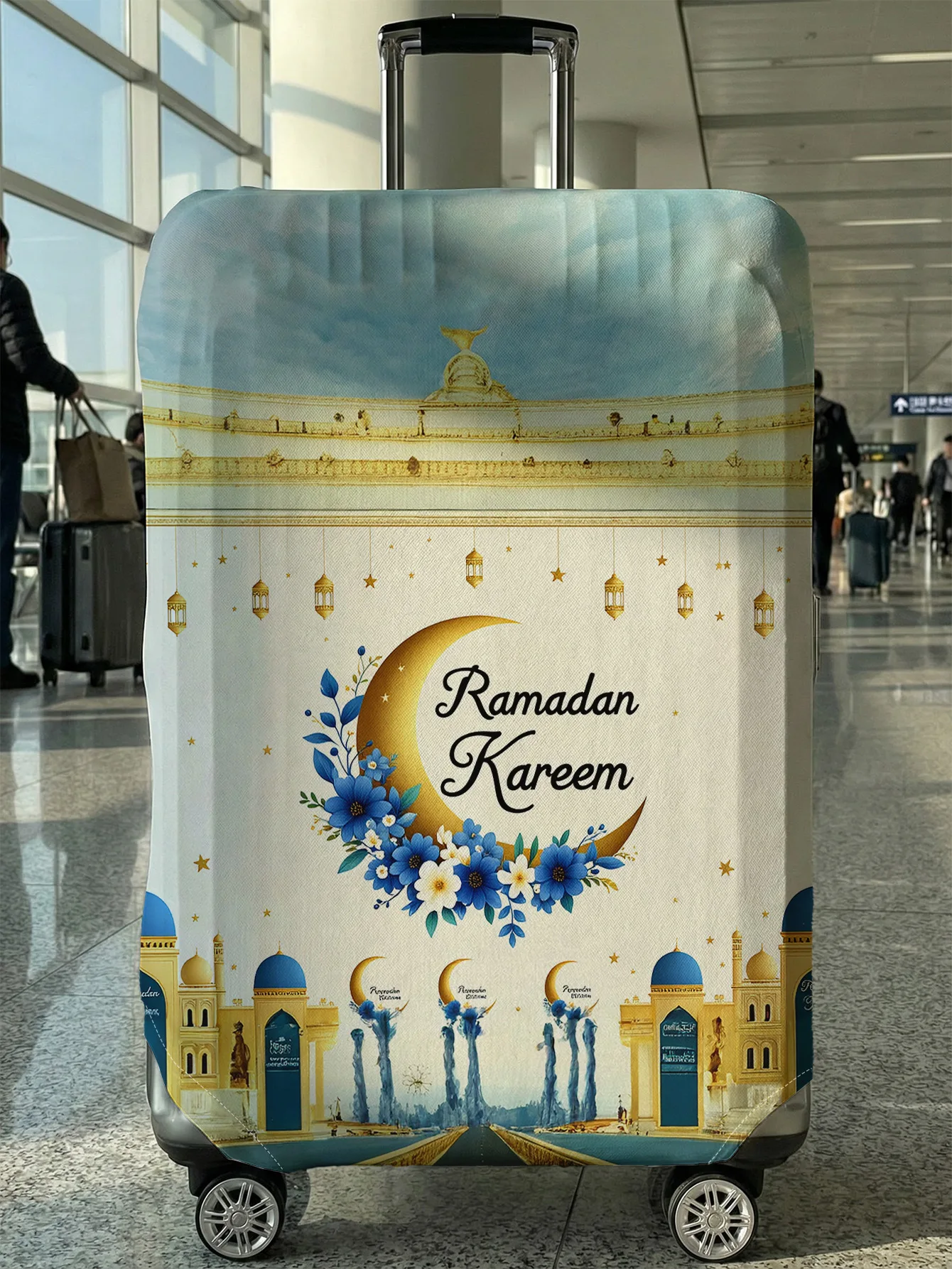 

Защитный чехол для багажа Moon Flower Mosque, подходит для чемоданов 18-32 дюймов, чехлы для ручек чемоданов, аксессуары для путешествий