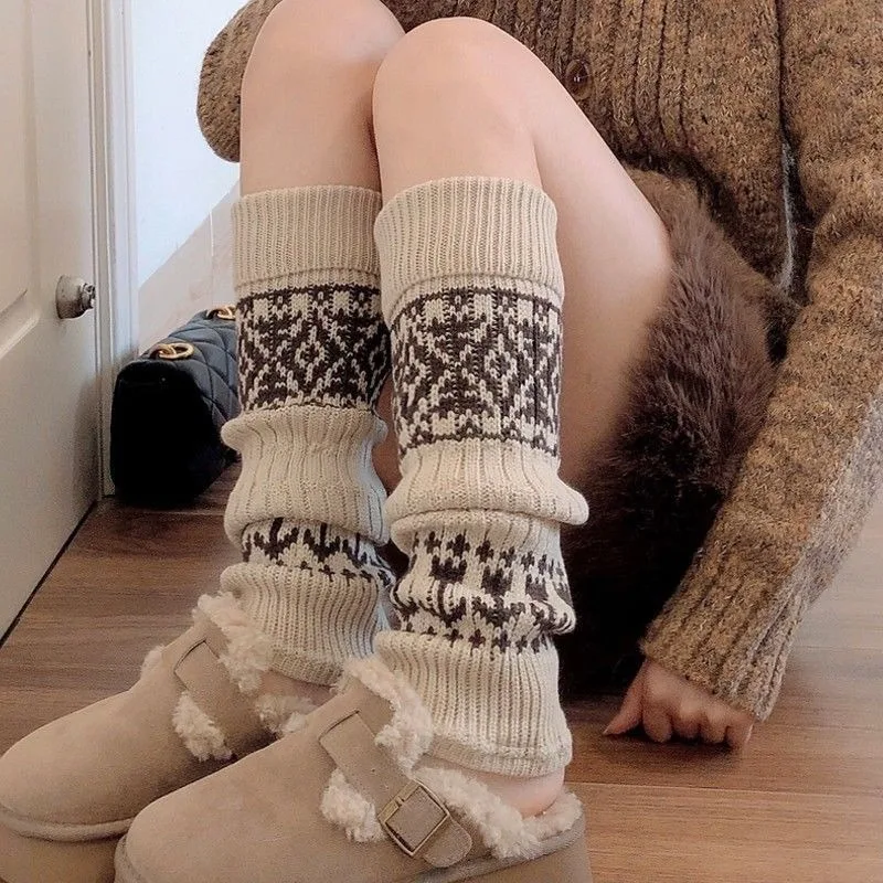 

Soft Matching Shoes Knitted Mid-Calf Socks Long Tube Thick Long Tube Socks Keep Warm Knitted Foot Cover Sock liner Winter