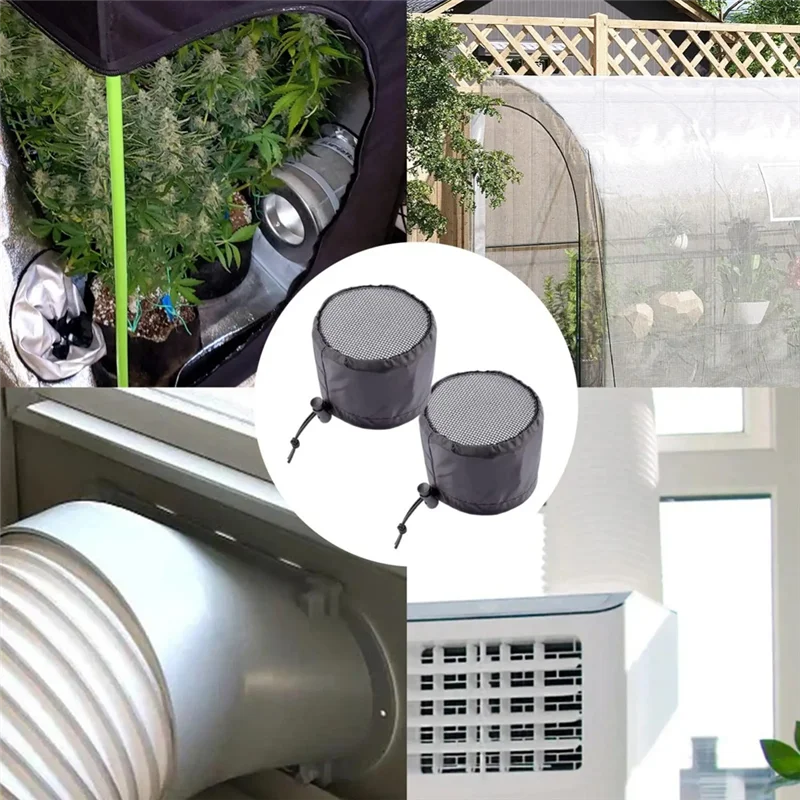 ABJI-Coperchio per canalizzazione flessibile per tenda da coltivazione di piante Copertura di sfiato 2 pezzi Filtro per condotto antipolvere per lavanderia in serra interna all'aperto