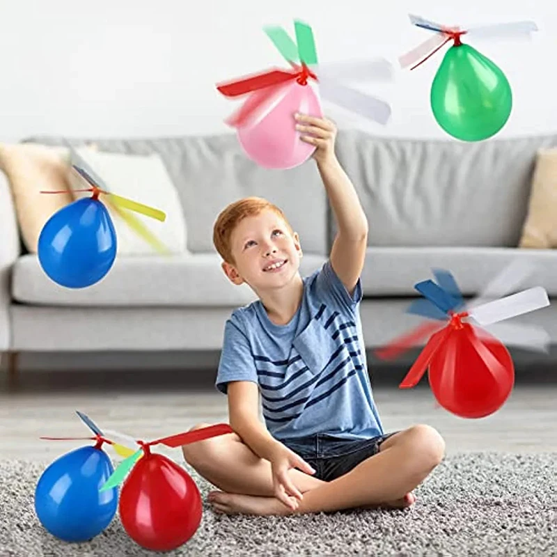 1/6/12pcs Balloon Helicopter Flying Toy Funny Balloon Helicopter Flying Outdoor Playing DIY Educational Kids Inflatable Toys