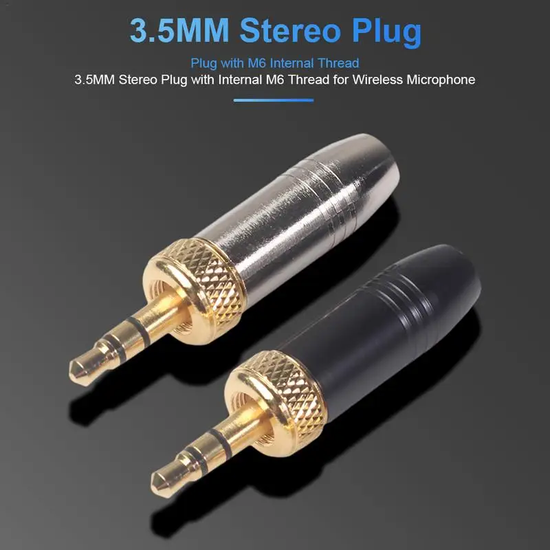 Welding Machine Plug Stereo Solder Plug All-metal Female 3.5MM Stereo Plug With Internal M6 Thread For Wireless Microphone