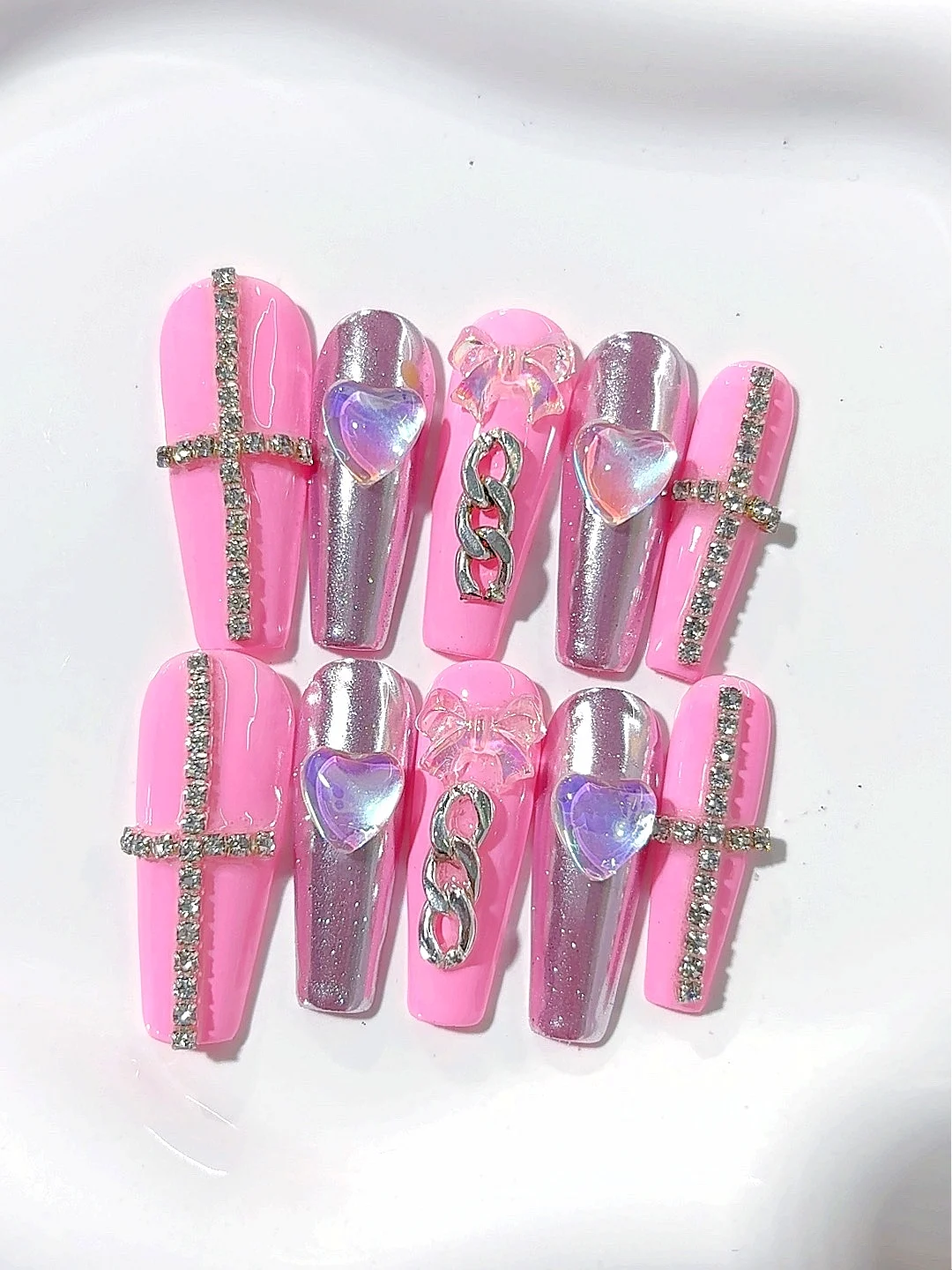 

Love Crystal Diamond Light Luxury Style Fingertip Art Fashion Nail Art (L029)