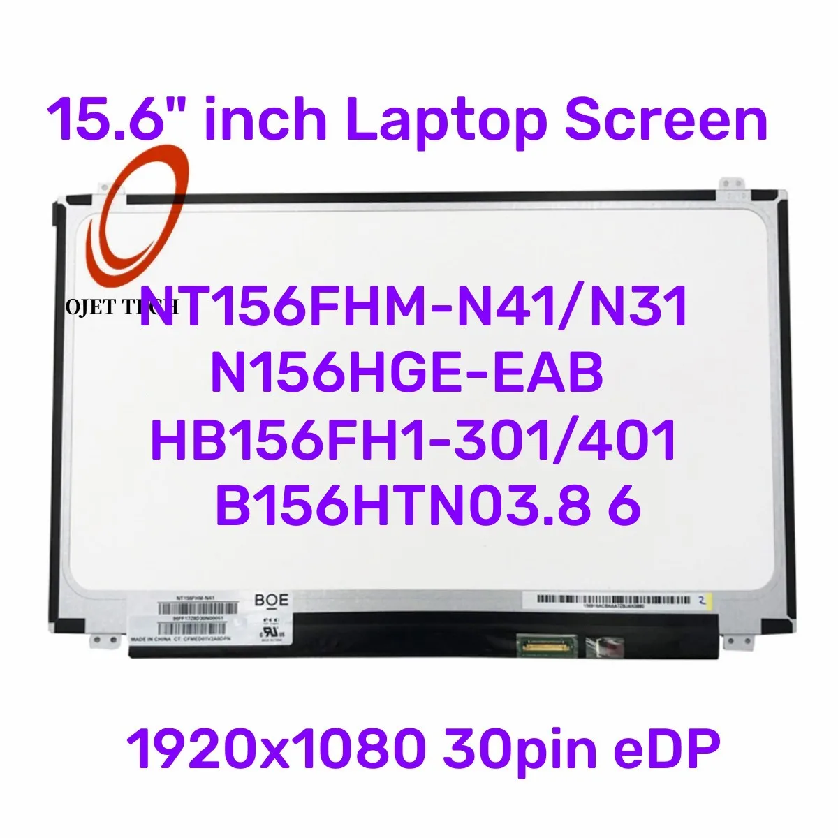 

15.6" Laptop Screen NT156FHM-N41 N31 N156HGE-EAB HB156FH1-301 401 B156HTN03.8 6 LCD Display 1920x1080 30pin eDP