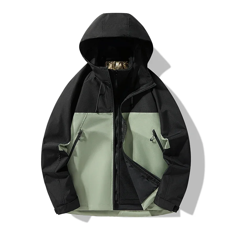 

Winter New Men Fashion Hiking Jackets 3 in 1 Thicken Warm Jackets Men Windptoof Rainproof Outdoor Sport Hooded Coats