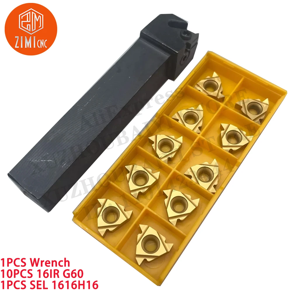 1PCS SEL1616H16 CNC Lathe Indexable Threading Turning Tool Holder +10pcs 16IR G60 Thread Carbide Inserts mechanical cutting tool