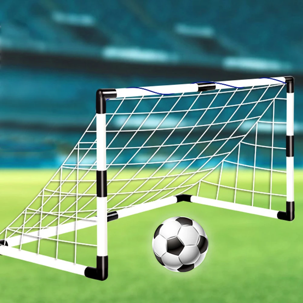 ポンプとボール付きのポータブルミニサッカーゴールセット - 裏庭、ビーチ、遊び場に最適！