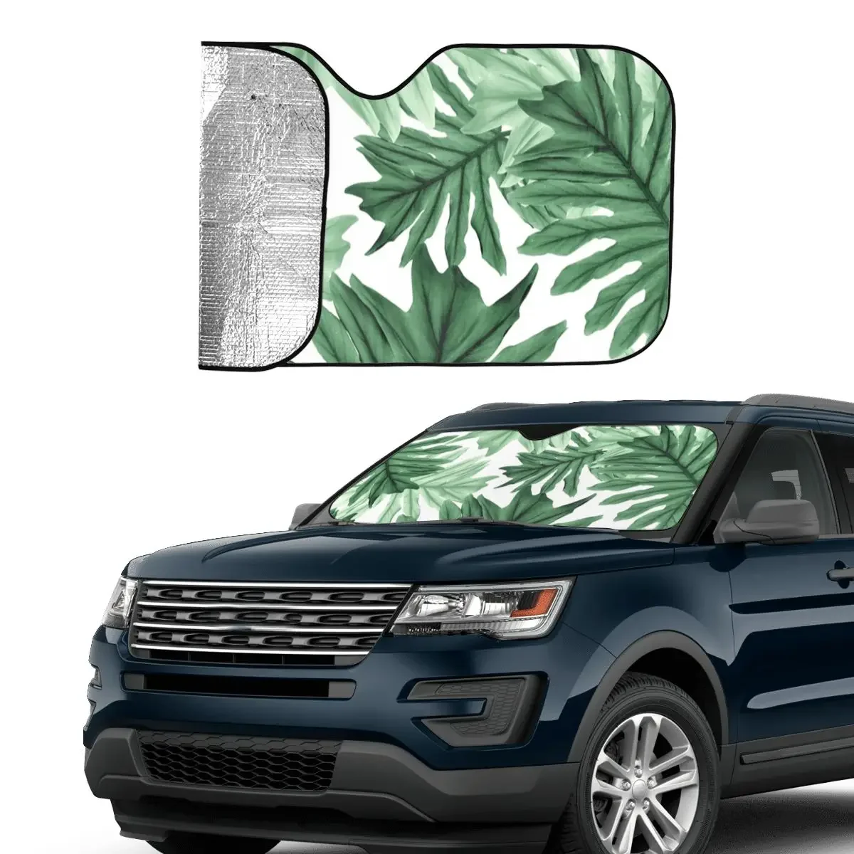 Leaves Leaf Palms Creative Sunshade Windscreen 70x130cm Jungle Tropical Green Plant Foils Sun Visor Car-covers