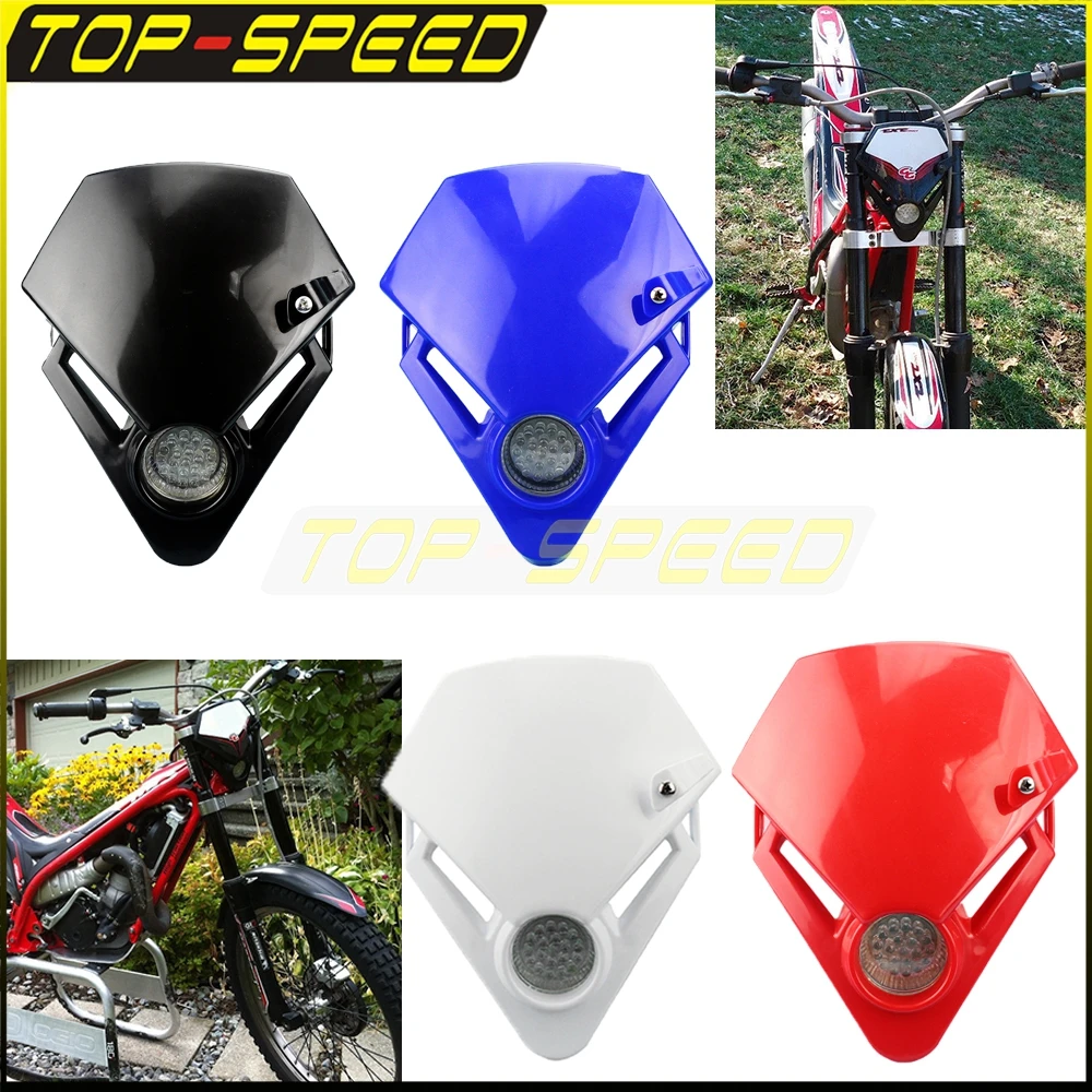 Motorcross Dirt Bike Red LED Vision Headlamp Mini Head Front Light For GAS GAS TXT Pro 280 EC 125 250 280 300 450 Trial Racing