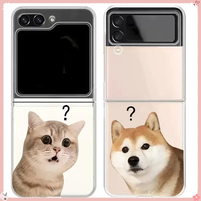 

Fundas Cat Dog Couple Clear Case For Samsung Galaxy Z Flip 7 6 ZFlip5 Cartoon Transaprent Covers for Samsung ZFlip 4 Z Flip 3