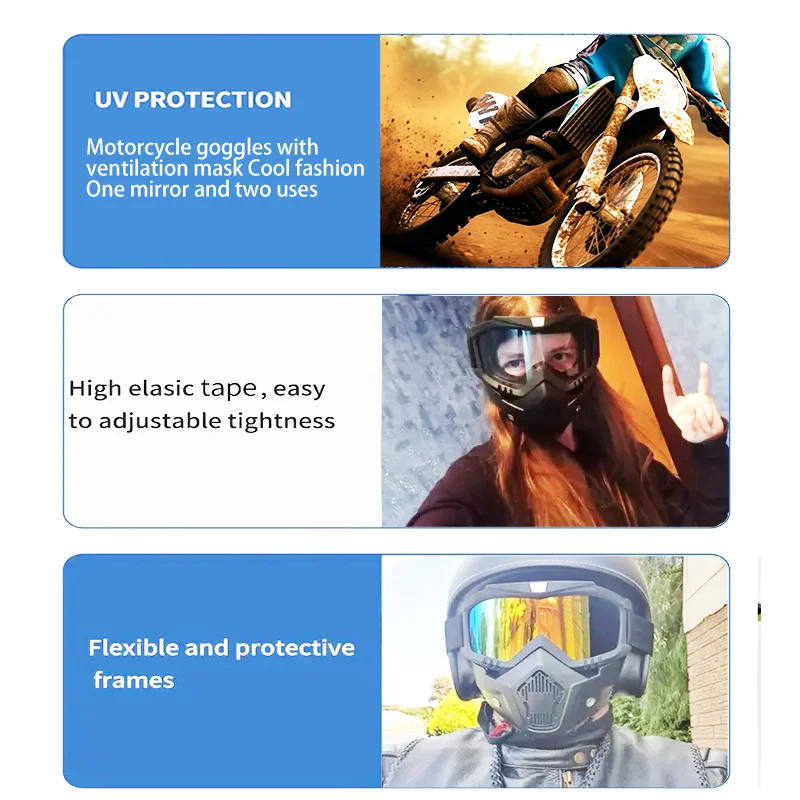 Outdoor Cycling Mask Street Face Mask Motorcycle Goggles Air Soft Mask Open Face Motorcycle Helmet Cycling Face Shield