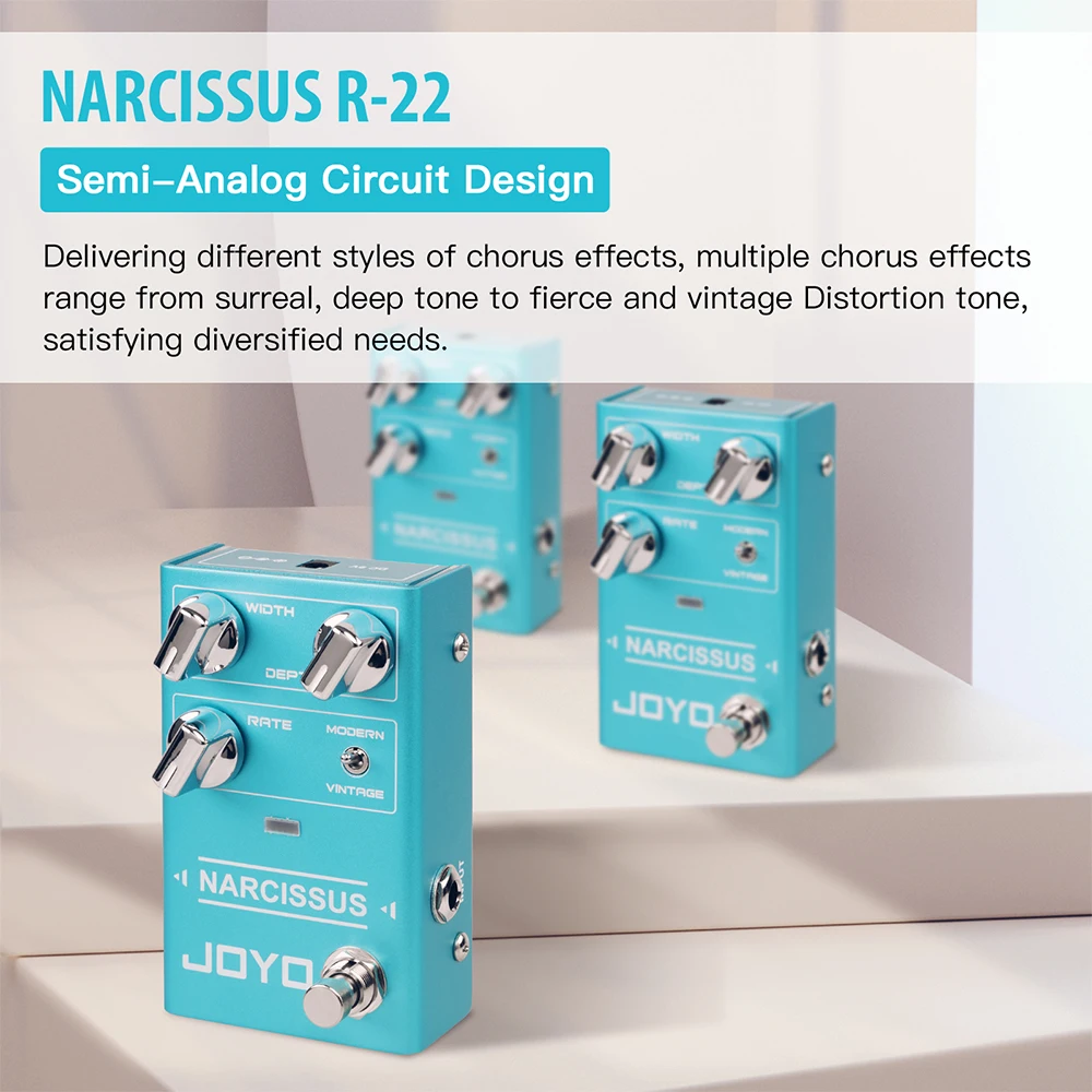 JOYO R-22 NARCISSUS Chorus Guitar Effect Pedal Semi-Analog Circuit Vintage Distortion Tone Multiple Chorus Effects Guitar Pedal