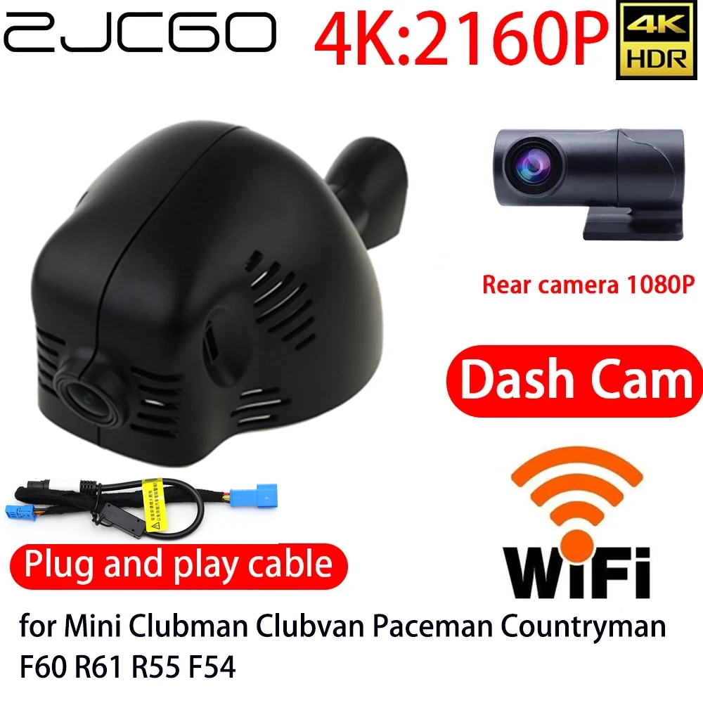 

ZJCGO 4K Car DVR Dash Cam Wifi Front Rear Camera 24h Monitor for Mini Clubman Clubvan Paceman Countryman F60 R61 R55 F54