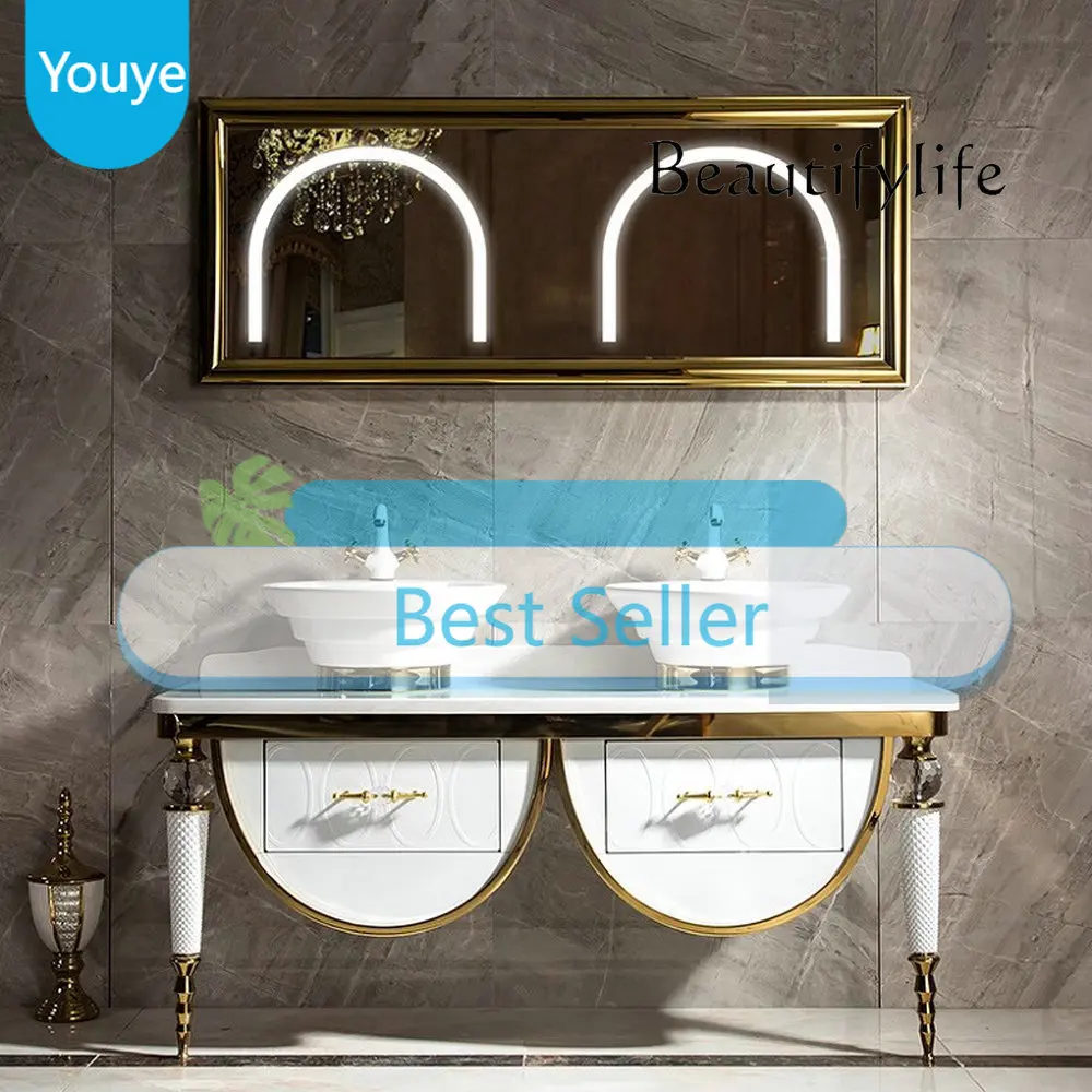 

Nn MAEBOW Modern Stylish Stainless Steel Sink Cabinet Set Durable Bathroom Vanities Vanity Special Counter Mirror Combo