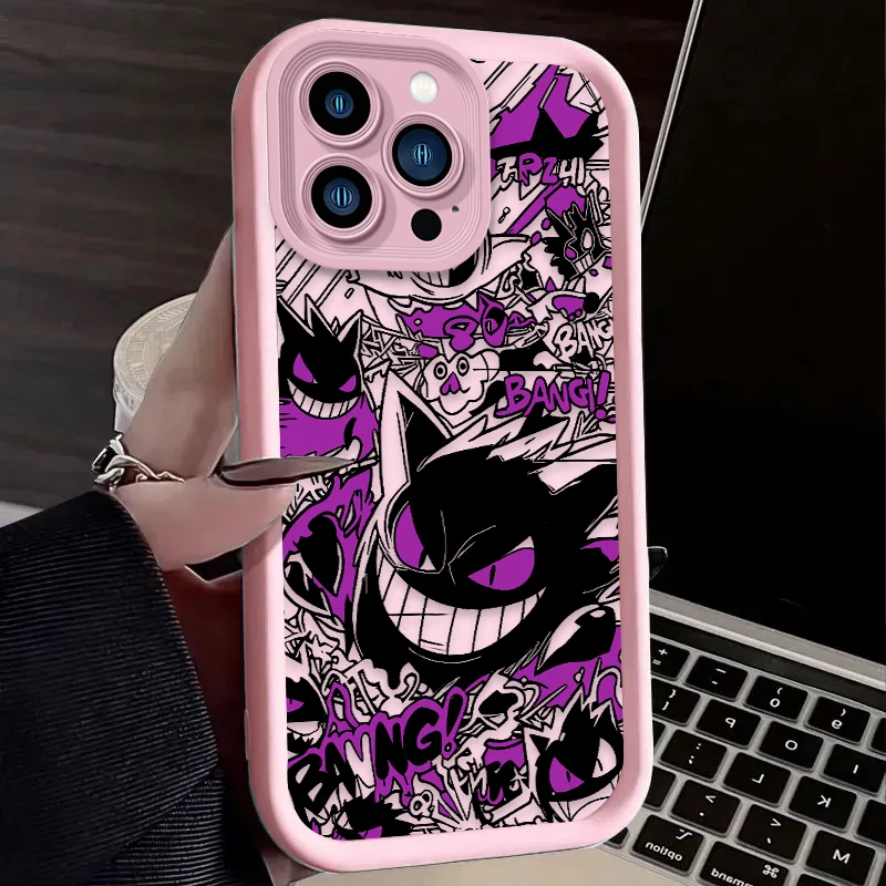 Funda de silicona P-Pokemon Gengar con graffiti para iPhone 17 Air 16 16E 15 14 13 12 11 Pro Max X XS X S Max XR SE 2020 SE4 7 8 5