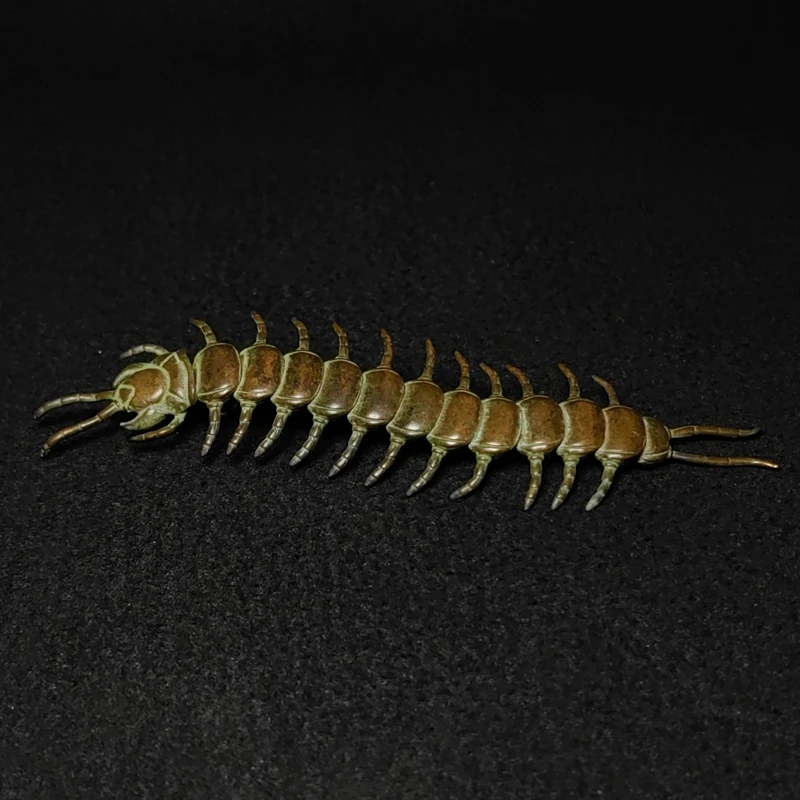 YIZHU CULTUER ART Size 14 x 3.3 cm Old Chinese Bronze hand-made mobile Centipede Statue Pendant Gift Collections