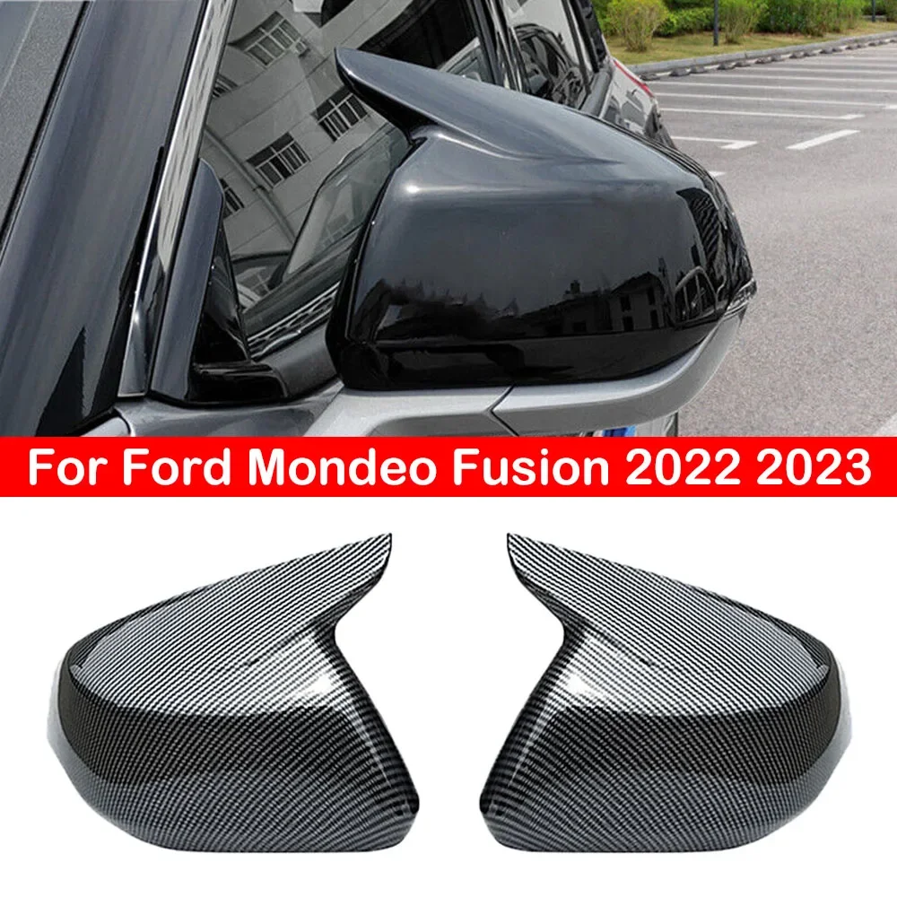 

Для Ford Mondeo Fusion 2022 2023, крышка бокового зеркала заднего вида, крышка крыла, внешняя дверь, чехол заднего вида, отделка из углеродного волокна, черный