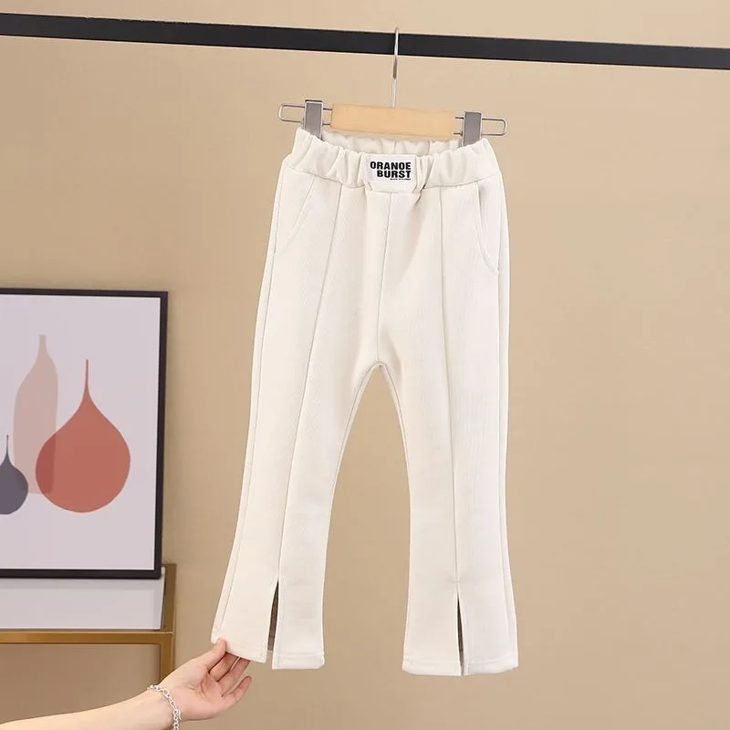 

Брюки-клеш для девочек, весенне-осенние детские корейские облегающие повседневные универсальные стильные длинные брюки