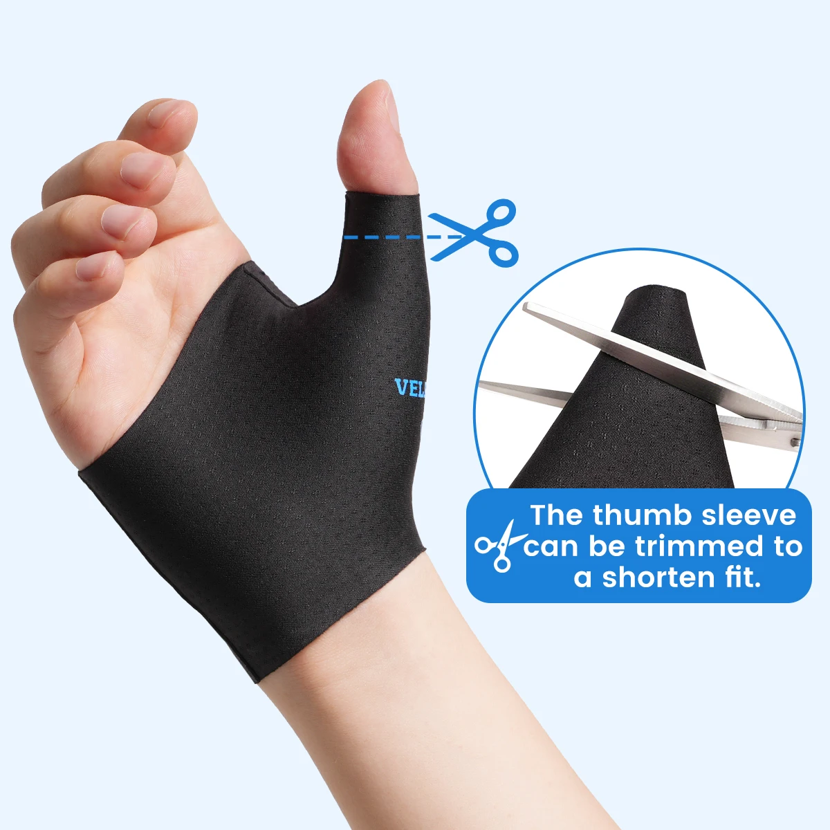 VELPEAU Daumen-Handgelenk-Stützhülle für Sport, leichte Arthritis und Sehnenentzündung, Unisex elastische Kompressionshülle 2 Stück – Detail 5