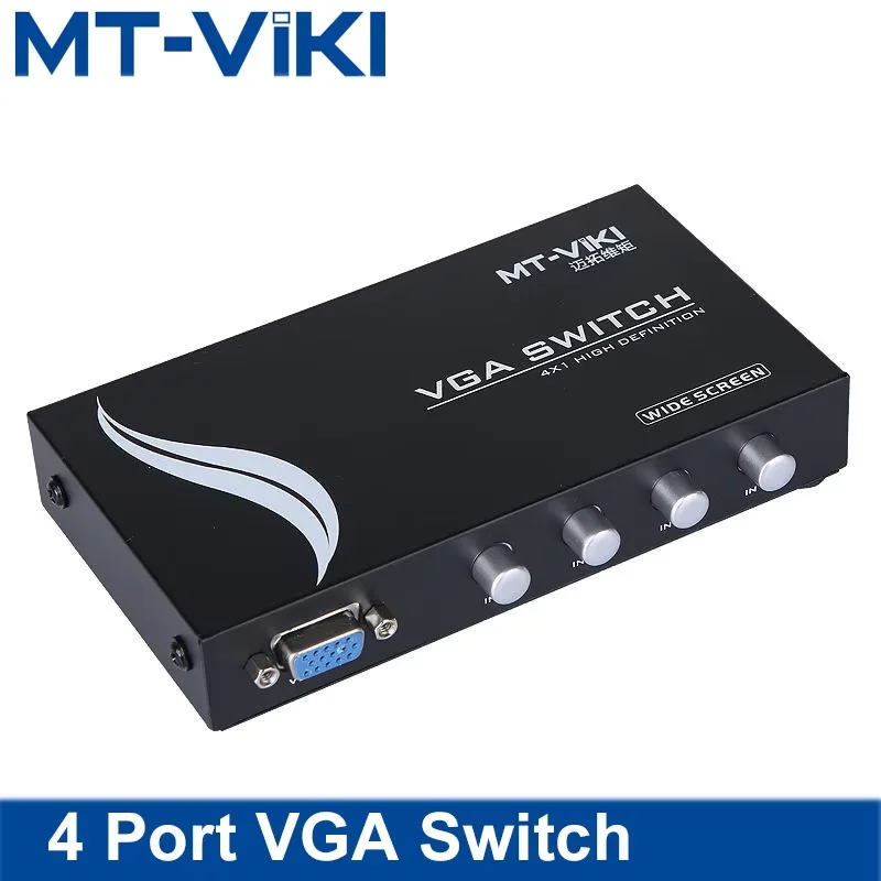 

MT-VIKI VGA Switch Box D-sub switcher 4 input Port 1 output 4 PC share 1 monitor widescreen auto scaler MT-15-4CH