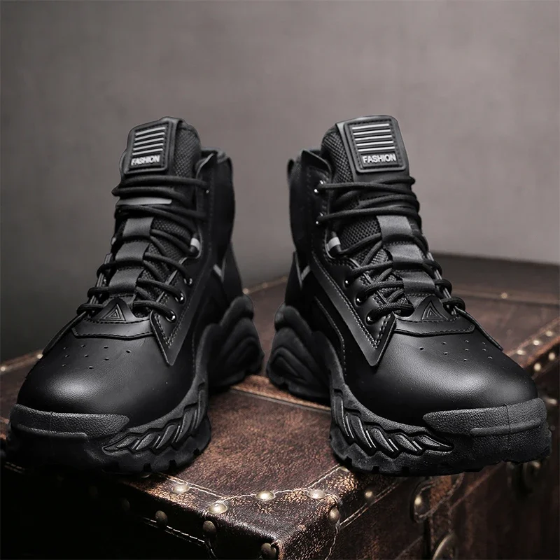 Botas de ferramental casual masculino, sapatos de segurança do trabalho, sapatos de caminhada, tops altos, resistente ao desgaste, ao ar livre, nova chegada, inverno