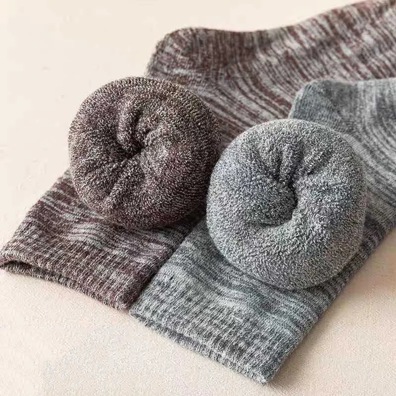 5 Paar Herfst Winter Mannen Verdikte Wollen Sokken Effen Kleur Warme Comfortabele Slijtvaste Geurbestendige Middellange Buis Sokken