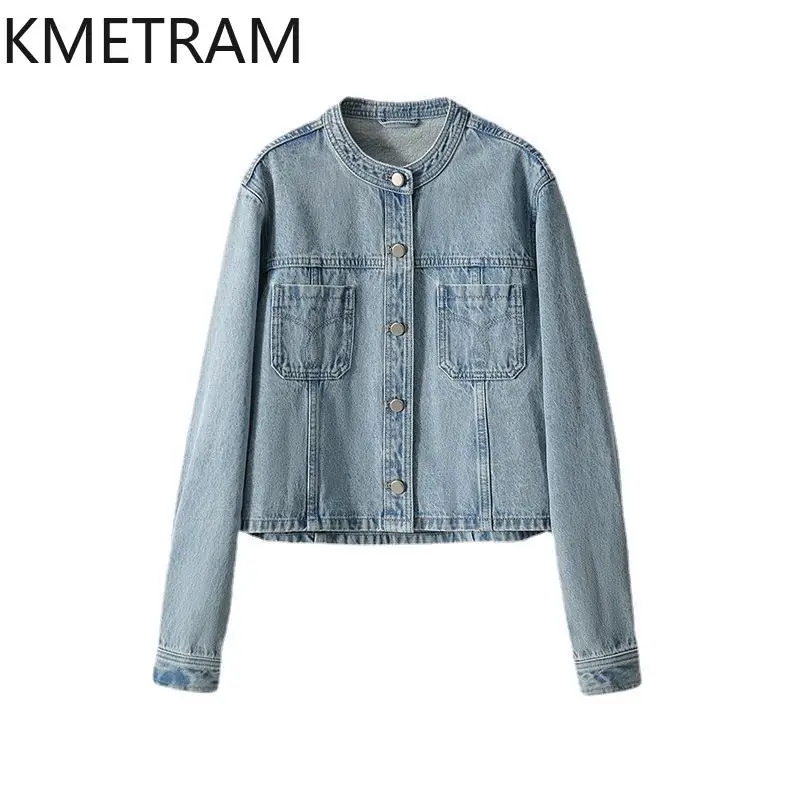 

KMETRAM 100% Cotton Denim Jackets High Quality New in Outerwear Fashion Short Coat Fall Clothes Women 2024 Chaquetas Para Mujer