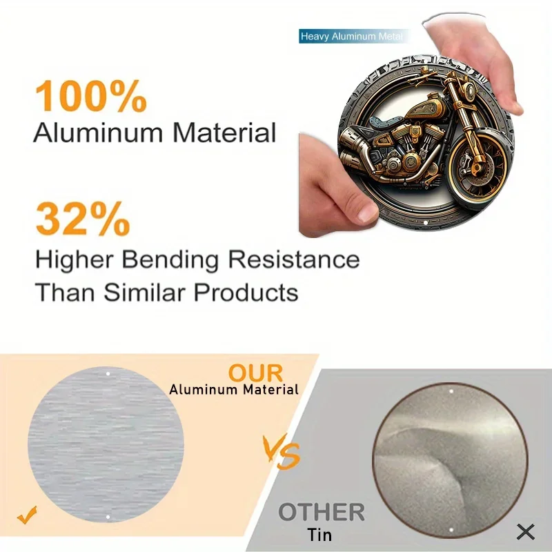 علامات دراجة نارية عتيقة معدنية من الألومنيوم ، علامات عتيقة مستديرة ، ديكور المرآب