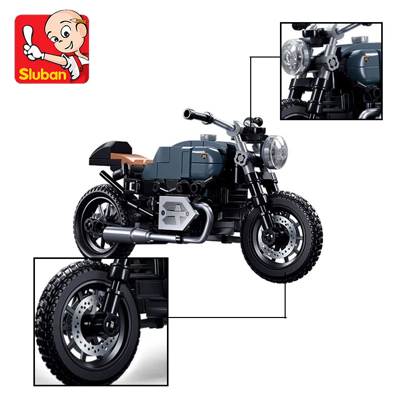 191pcs blue gray motorcycle, small particle assembly, building blocks DIY, puzzle building blocks, modeling building blocks, sui