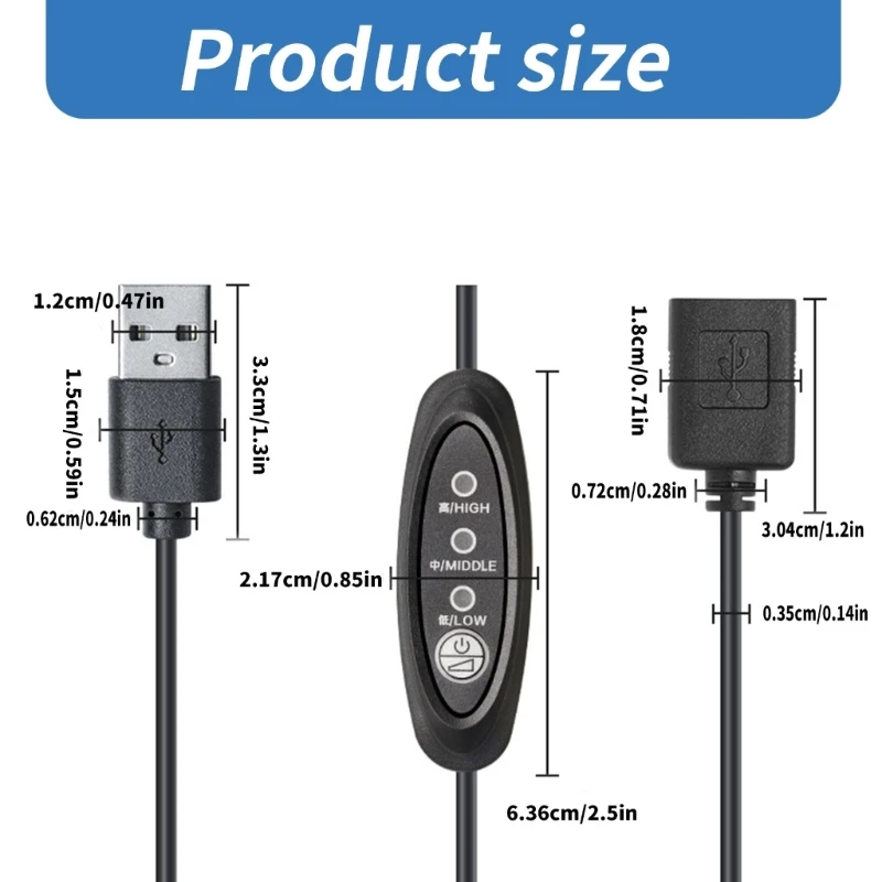พัดลมควบคุมความเร็วสายไฟอะแดปเตอร์ USB 5V 3 ความเร็วปรับพัดลม USB อะแดปเตอร์สายเชื่อมต่อสําหรับพัดลมตั้งโต๊ะ Blower