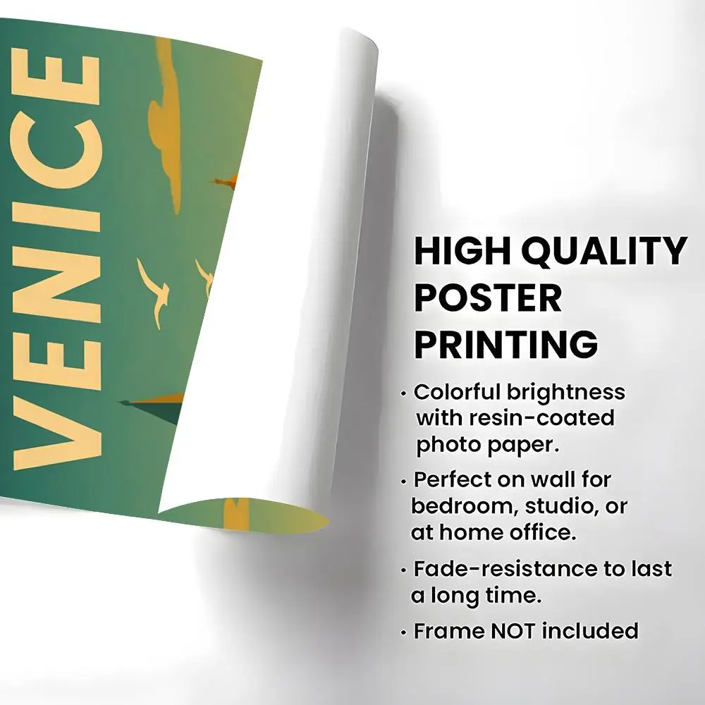 Pattern Venice Water City Poster High-definition  poster stickers, suitable for bedroom, living room, home decoration