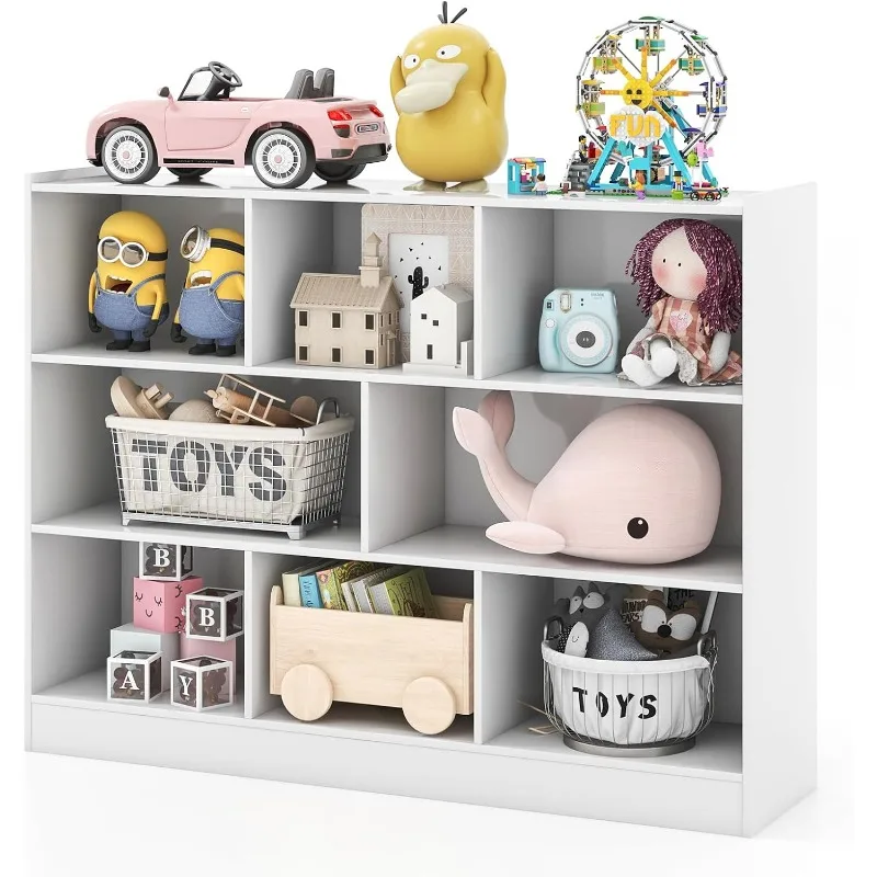 

Toy Storage Organizer, 3-Tier Kids Bookshelf, 8 Cube Kids' Bookcases, Cabinets & Shelves, Wooden Toy Shelf Organizer, Small Book