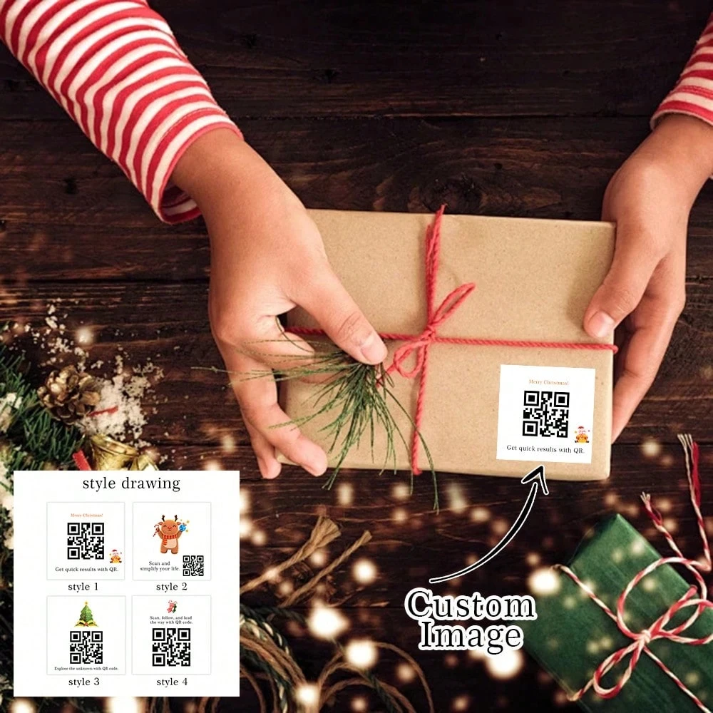 

Custom Square QR Code Stickers Personalized Christmas Holidays Party Gathering Restaurant Envelope Sealing Box Gift Cup