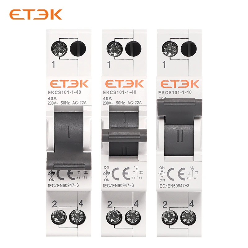 ETEK Din Rail MTS Dual Power Manual Transfer Switch Modular Changeover Switch Interlock Circuit Breaker1P 2P 4P 40A 230V EKCS101 - Image 6