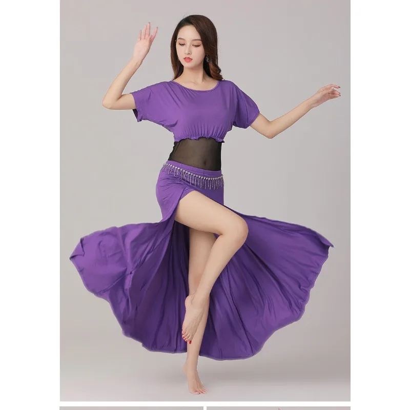 

Негабаритный костюм для танца живота по индивидуальному заказу, тренировочное платье, платье для соревнований по восточному индийскому танцам, юбка с разрезом