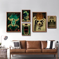 TV Show AHS Posters Retro Kraft Paper Prints American Horror Story Vintage Home Room Aesthetic Art Wall Decor Painting Pictures