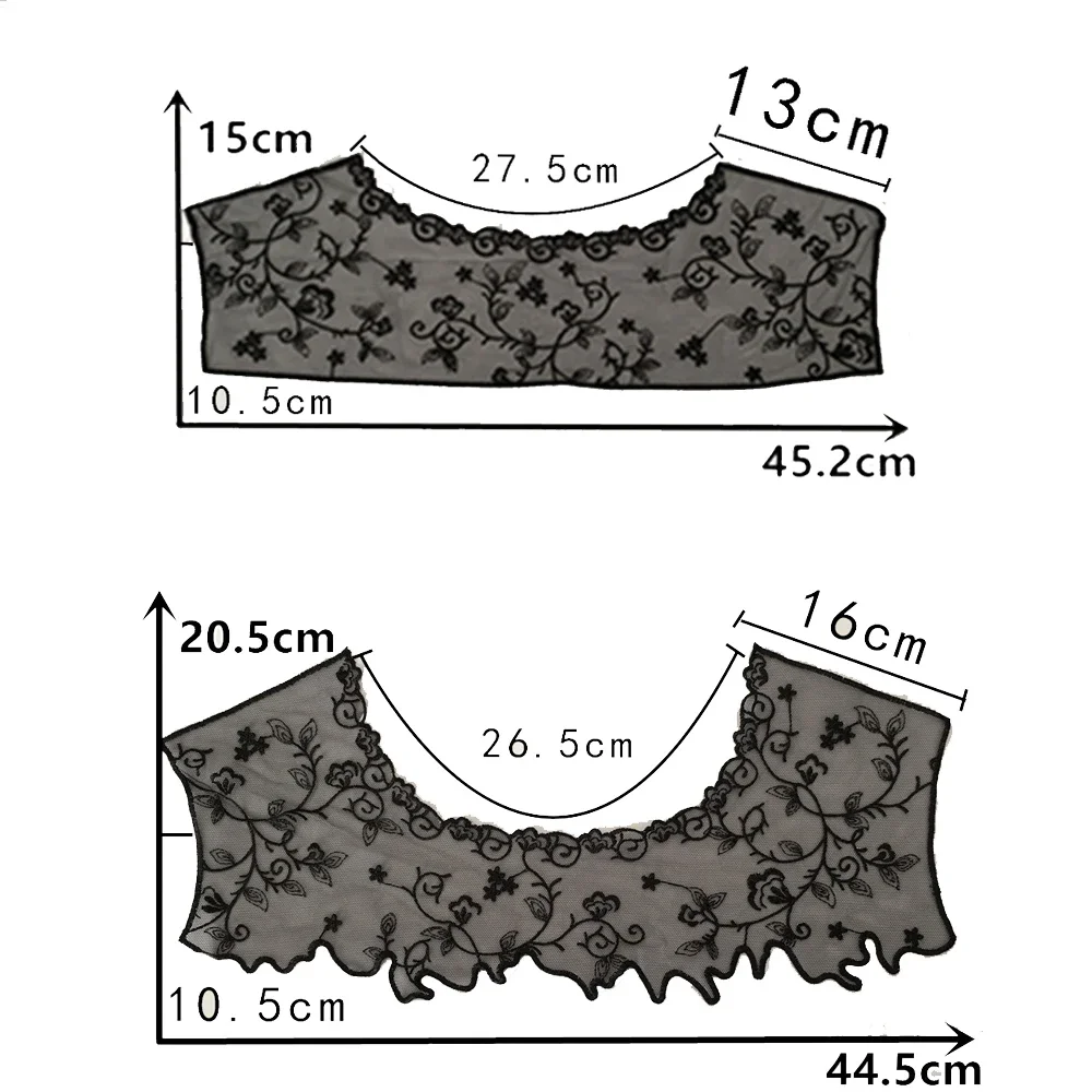 Wholesale sales 1-10 pieces of DIY decorative clothing accessories lace black and white organza front collar Gauze embroidered