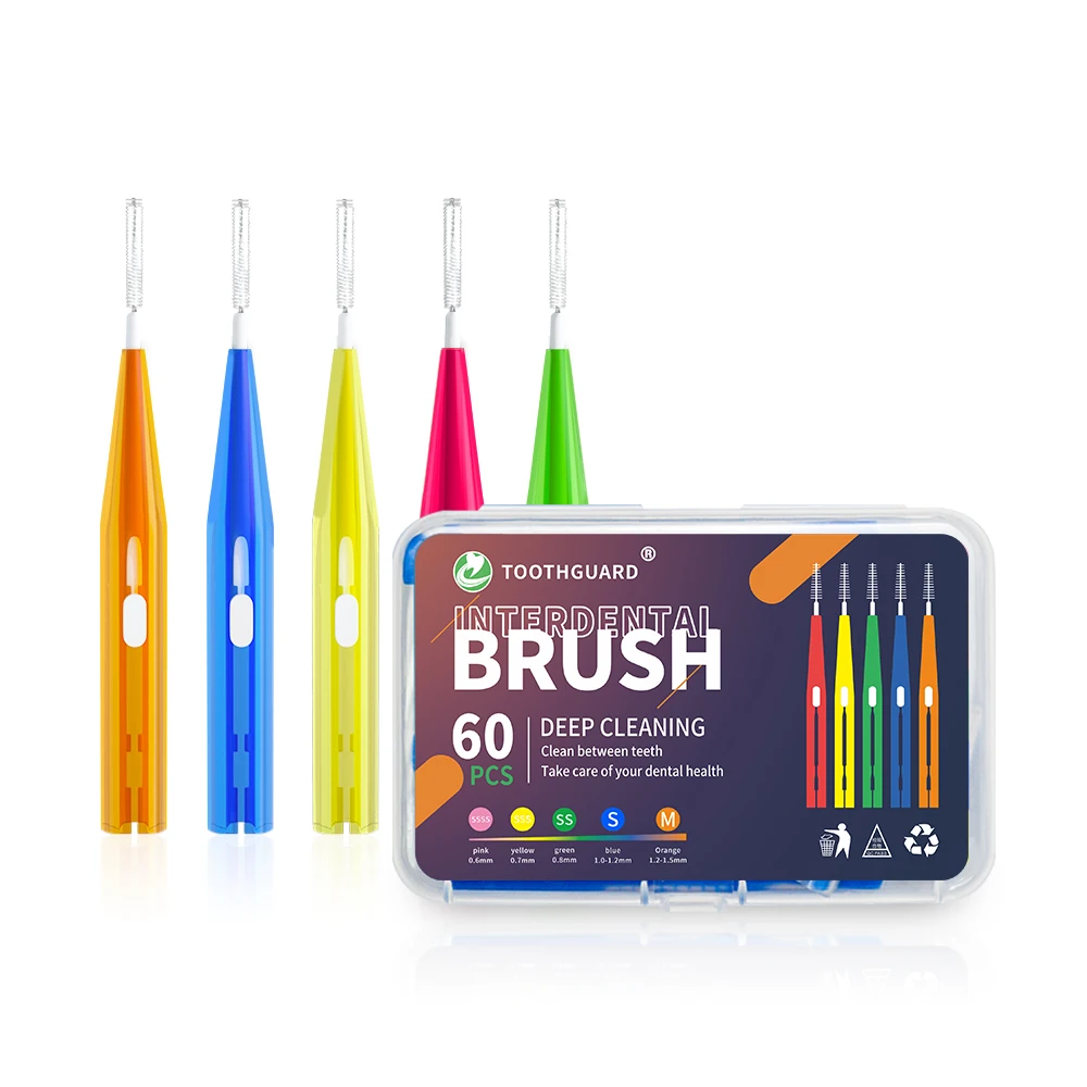 60pcs Interdental Brush For Orthodontic Teeth Dental Braces Cleaning Tools Silicone Soft Brushes With Portable Storage Box