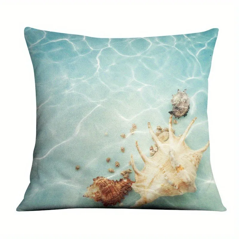 Seaside Shells And Starfish Pillow Covers Pattern Cushion Cover Suitable For Sofa Bedroom Car Pillow Cover