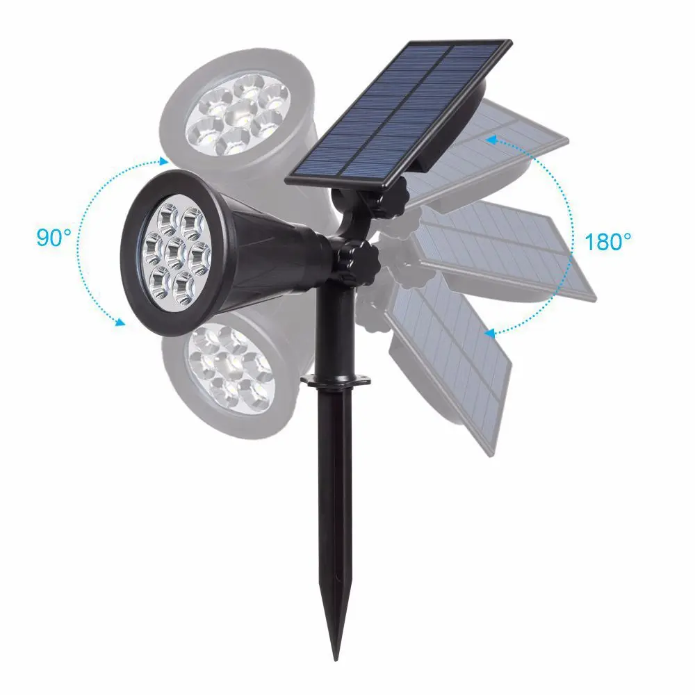 Solar Light Outdoors Spotlight Lawn Flood Light 7 LED Adjustable 7 Color Waterproof Wall Lamp Solar Lights For Garden Decoration