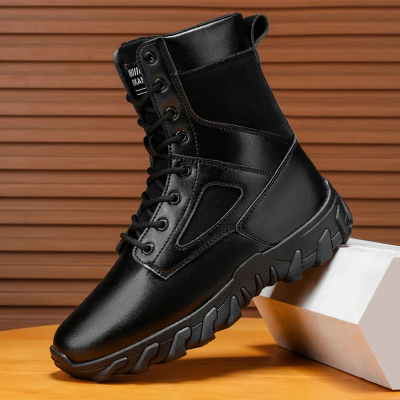 

Men's high-top boots, trendy and retro lace-up anti-slip and wear-resistant outdoor combat boots