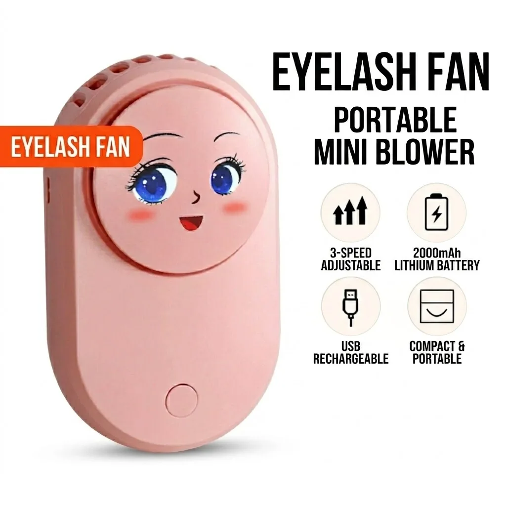 USB Portable Mini Eyelash Fan Dryer Handheld Lash Blower Quick Drying Glue Air Conditioning Cooling Fan Extension Makeup Tool