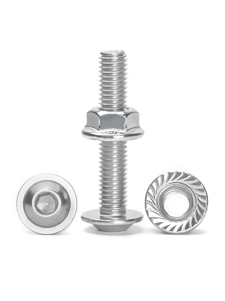 ชุดน็อตหกเหลี่ยมหัวกลมพร้อมแหวนรองและแหวนล็อค  ขนาด M2.5 - M10  ทำจากสแตนเลส 304 เกรด A2