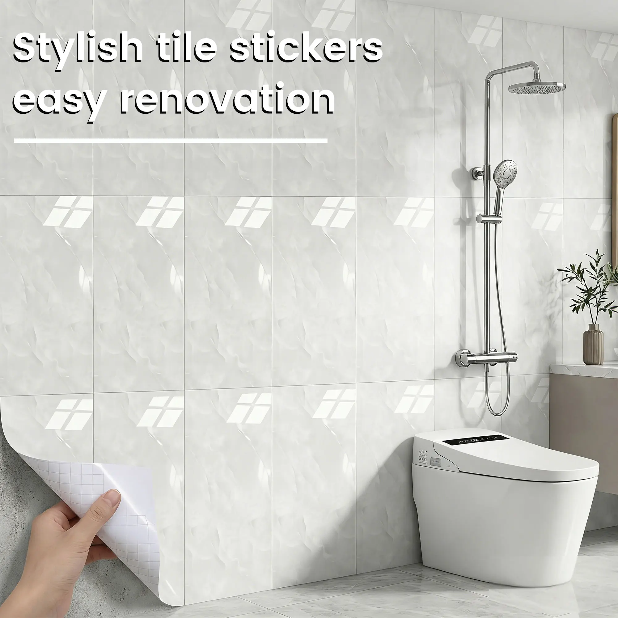Marble Tile Stickers PET Peel Stick Waterproof Wall Stickers for Home Decor Bedroom Bathroom Kitchen Decoration