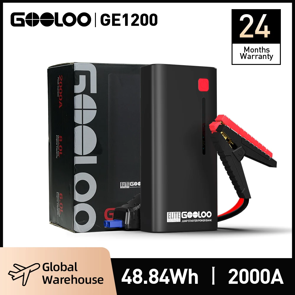 GOOLOO 2000A Car Jump Starter Power Bank 13200mAh Portable Battery Station For 8.0L/6.0L Car Emergency Booster Starting Device